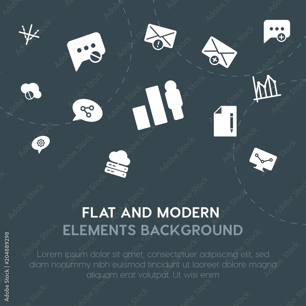 Aufkleber cloud and networking, charts, chat and messenger, email fill vector icons and elements background co