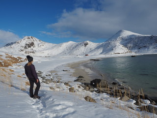 Lofoten - Winterwandern am Haukland Beach