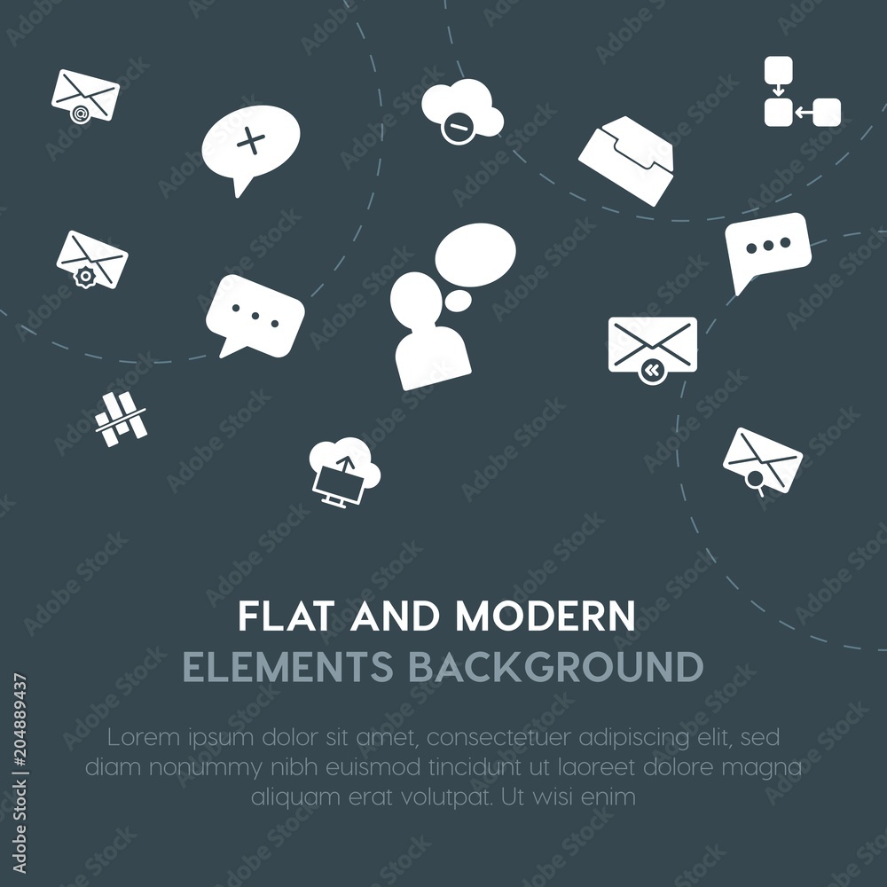 Aufkleber cloud and networking, charts, chat and messenger, email fill vector icons and elements background co