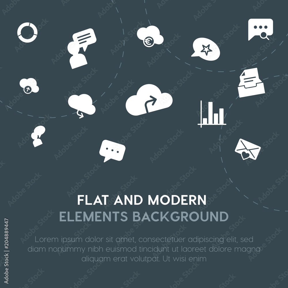 Aufkleber cloud and networking, charts, chat and messenger, email fill vector icons and elements background co