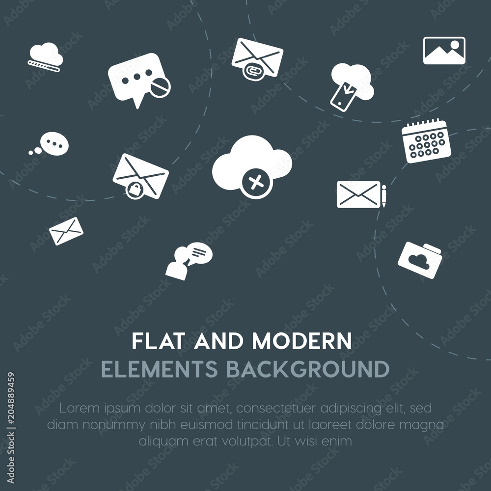 Aufkleber cloud and networking, charts, chat and messenger, email fill vector icons and elements background co