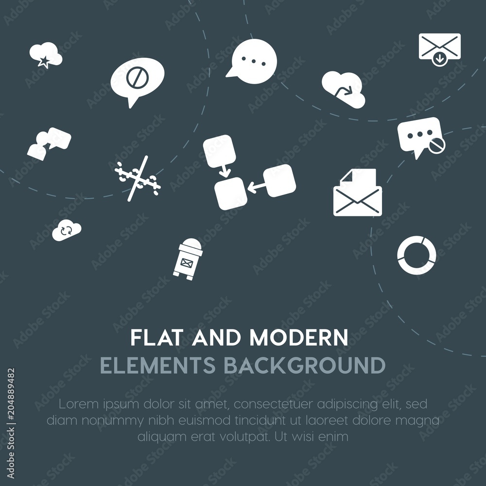 Aufkleber cloud and networking, charts, chat and messenger, email fill vector icons and elements background co
