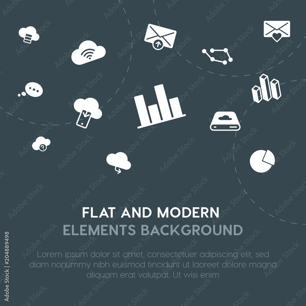 Aufkleber cloud and networking, charts, chat and messenger, email fill vector icons and elements background co