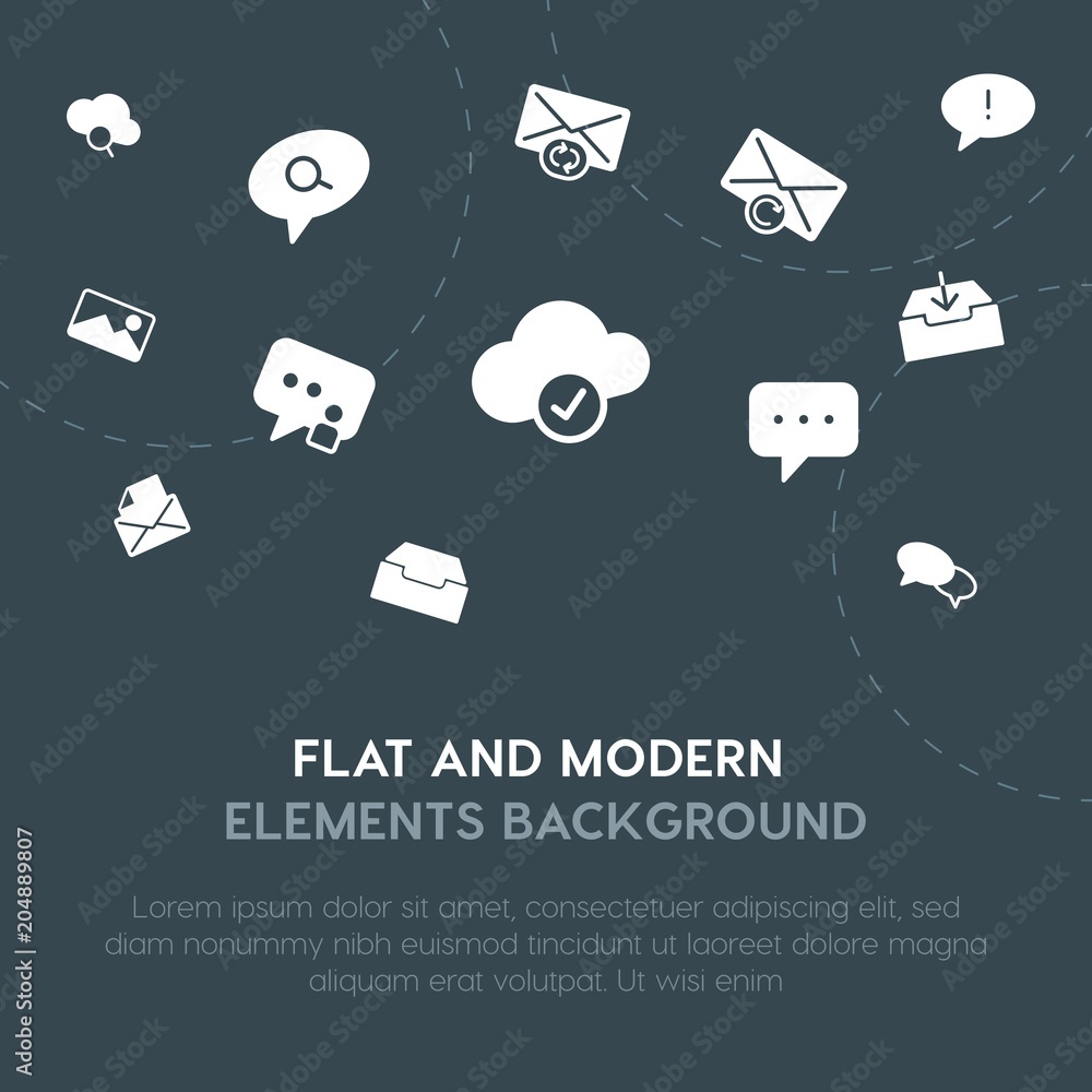 Aufkleber cloud and networking, charts, chat and messenger, email fill vector icons and elements background co
