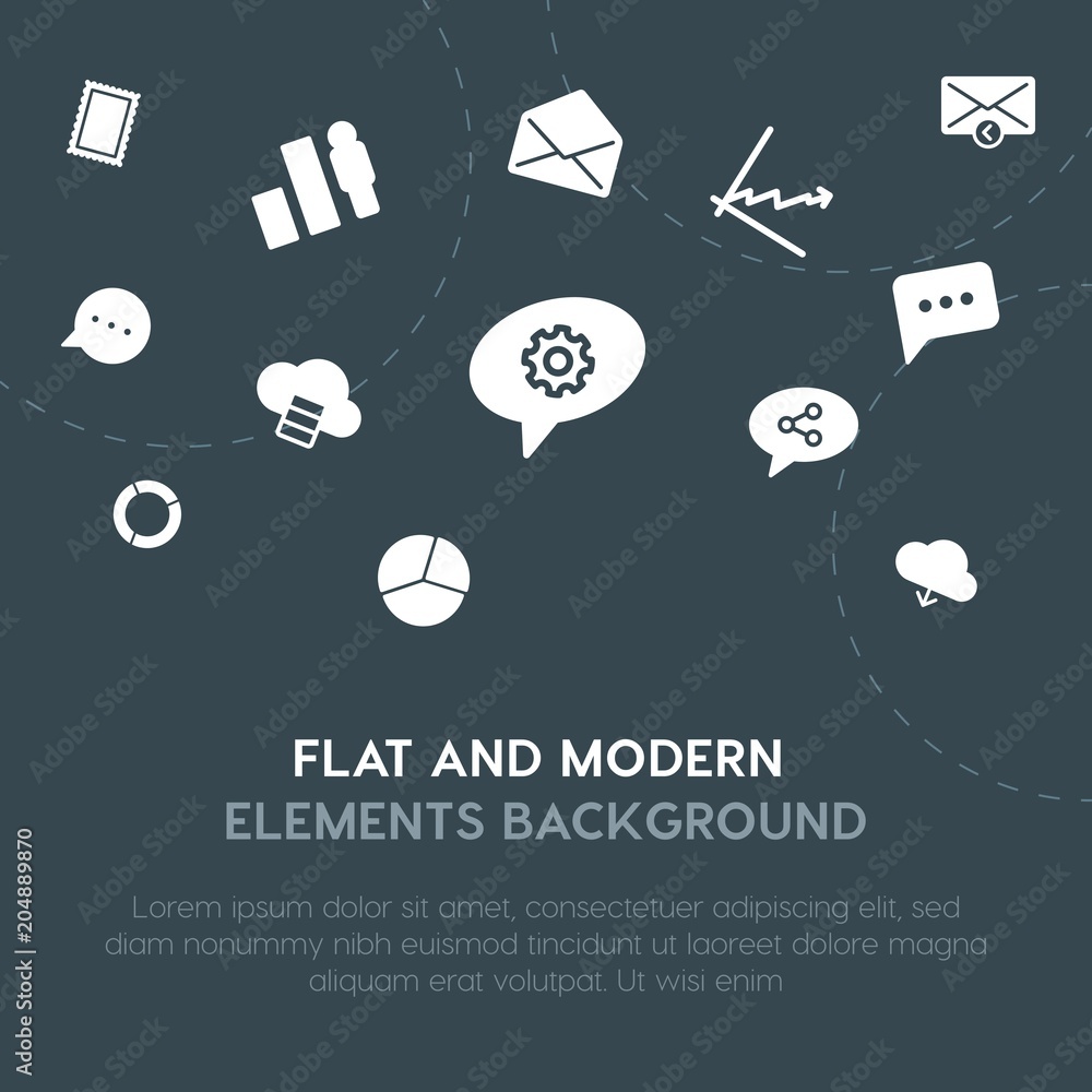 Aufkleber cloud and networking, charts, chat and messenger, email fill vector icons and elements background co