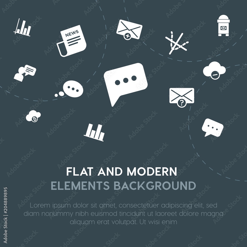 Aufkleber cloud and networking, charts, chat and messenger, email fill vector icons and elements background co