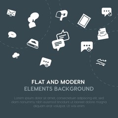 cloud and networking, charts, chat and messenger, email fill vector icons and elements background concept on dark background.Multipurpose use on websites, presentations, brochures and more.