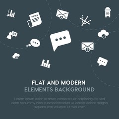 cloud and networking, charts, chat and messenger, email fill vector icons and elements background concept on dark background.Multipurpose use on websites, presentations, brochures and more.