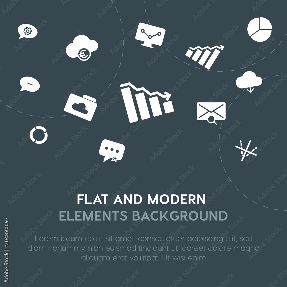 Aufkleber cloud and networking, charts, chat and messenger, email fill vector icons and elements background co