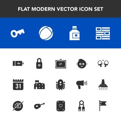 Modern, simple vector icon set with tv, national, house, electricity, battery, internet, sad, baby, ball, news, time, tennis, mouth, full, calendar, security, dental, alien, television, kid, key icons