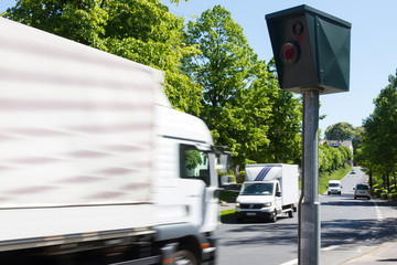 Speed camera with trucks