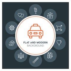 hotel, travel, valentine Infographic Circle outline Icons Set. Contains such Icons as  business,  website,  elements,  background,  pattern,  banner,  slider and more. Fully Editable. Pixel Perfect