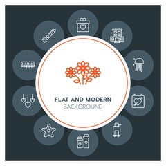 hotel, travel, valentine Infographic Circle outline Icons Set. Contains such Icons as  business,  website,  elements,  background,  pattern,  banner,  slider and more. Fully Editable. Pixel Perfect