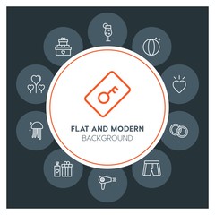 hotel, travel, valentine Infographic Circle outline Icons Set. Contains such Icons as  business,  website,  elements,  background,  pattern,  banner,  slider and more. Fully Editable. Pixel Perfect