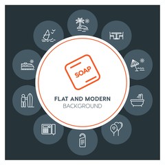 hotel, travel, valentine Infographic Circle outline Icons Set. Contains such Icons as  business,  website,  elements,  background,  pattern,  banner,  slider and more. Fully Editable. Pixel Perfect