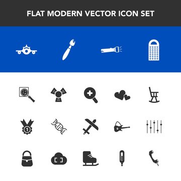 Modern, simple vector icon set with sport, fashion, travel, magnifier, winter, brush, winner, cooler, office, valentine, heart, skating, bag, communication, departure, flight, glass, zoom, chair icons