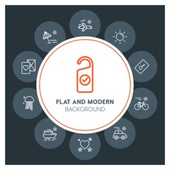 hotel, travel, valentine Infographic Circle outline Icons Set. Contains such Icons as  business,  website,  elements,  background,  pattern,  banner,  slider and more. Fully Editable. Pixel Perfect