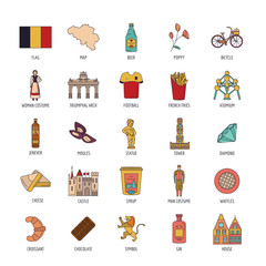 Belgium icons set, cartoon style