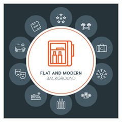 hotel, travel, valentine Infographic Circle outline Icons Set. Contains such Icons as  business,  website,  elements,  background,  pattern,  banner,  slider and more. Fully Editable. Pixel Perfect