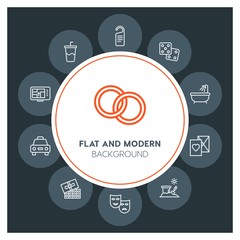 hotel, travel, valentine Infographic Circle outline Icons Set. Contains such Icons as  business,  website,  elements,  background,  pattern,  banner,  slider and more. Fully Editable. Pixel Perfect