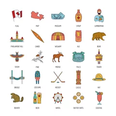 Fotobehang Canada icons set, cartoon style © keltmd