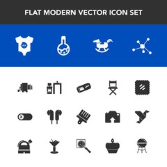Modern, simple vector icon set with child, atom, post, ticket, drawing, xray, off, tool, baby, molecule, technology, food, pasta, air, equipment, medicine, energy, turn, paint, seat, machine icons