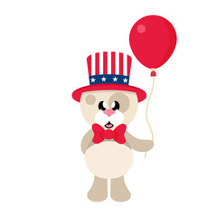 4 july cartoon cute dog in hat with balloons