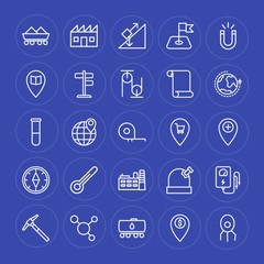 Modern Simple Set of industry, science, location Vector outline Icons. Contains such Icons as  astronomy,  force, location,  chemistry,  sky and more on blue background. Fully Editable. Pixel Perfect.