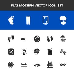 Modern, simple vector icon set with graphic, ball, underwater, electricity, map, cream, barbecue, style, baby, soccer, sport, headwear, bbq, airplane, idea, foot, location, vehicle, sea, travel icons