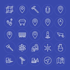 Modern Simple Set of industry, science, location Vector outline Icons. Contains such Icons as  technology,  distribution,  experiment,  dish and more on blue background. Fully Editable. Pixel Perfect.
