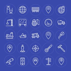 Modern Simple Set of industry, science, location Vector outline Icons. Contains such Icons as  space, freight,  transportation,  celsius and more on blue background. Fully Editable. Pixel Perfect.