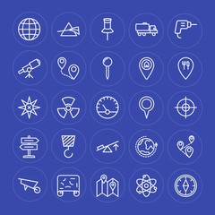 Modern Simple Set of industry, science, location Vector outline Icons. Contains such Icons as  colorful,  truck,  map,  location,  cargo and more on blue background. Fully Editable. Pixel Perfect.