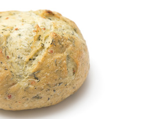 Herb Artisan Bread on a White Background
