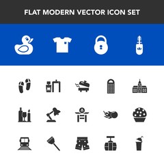 Modern, simple vector icon set with japan, rubber, new, grater, taiko, wine, church, duck, cooking, footwear, water, alcohol, makeup, religious, food, kitchen, religion, equipment, table, lamp icons