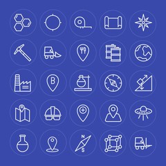 Modern Simple Set of industry, science, location Vector outline Icons. Contains such Icons as  arrow,  laboratory,  medicine, location, ufo and more on blue background. Fully Editable. Pixel Perfect.