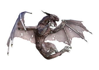 3D Rendering Fantasy Vampire Dragon on White