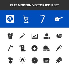 Modern, simple vector icon set with sky, animal, person, dessert, cream, art, spanner, social, file, hammer, office, sport, music, wrench, background, musical, dinner, spoon, paper, guitar, food icons