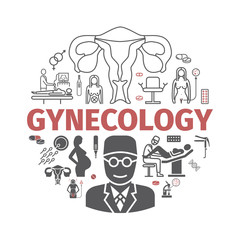 Gynecology banner. Line icons set. Vector signs for web graphics.