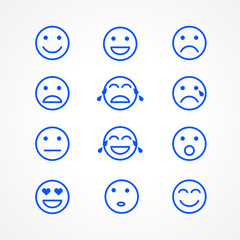 Set of emoticons or emoji illustration sketch icons. Smile icons line art isolated vector illustration on white background. Concept for World Smile Day smiling card or banner