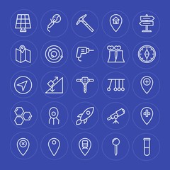 Modern Simple Set of industry, science, location Vector outline Icons. Contains such Icons as  inclined, telescope,  industry, station,  lab and more on blue background. Fully Editable. Pixel Perfect.