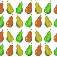 Pattern with pears. Fruit drawing markers