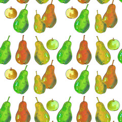 Pattern with pears. Fruit drawing markers