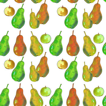 Pattern with pears. Fruit drawing markers