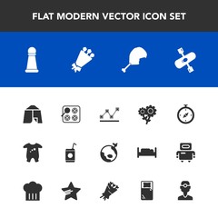 Modern, simple vector icon set with kitchen, camp, airplane, baby, water, flower, flight, outdoor, data, spring, river, liquid, cold, piece, clothing, beverage, kayak, graph, stove, compass, kid icons