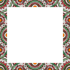 Decorative frame with geometric and floral ornaments. Color pattern