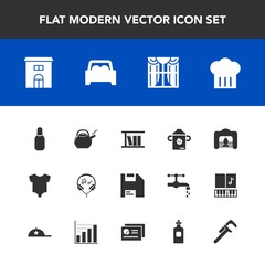 Modern, simple vector icon set with repair, cone, technology, christmas, home, sound, kitchen, bowling, clothes, interior, estate, car, ball, milk, computer, tool, kid, light, clothing, real icons