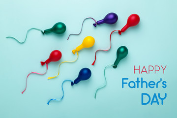 Happy Father's Day card with colorful balloons in minimal style.