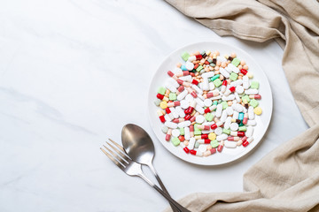 pills ,drugs ,pharmacy ,medicine or medical on plate