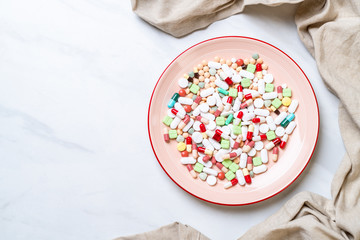 pills ,drugs ,pharmacy ,medicine or medical on plate