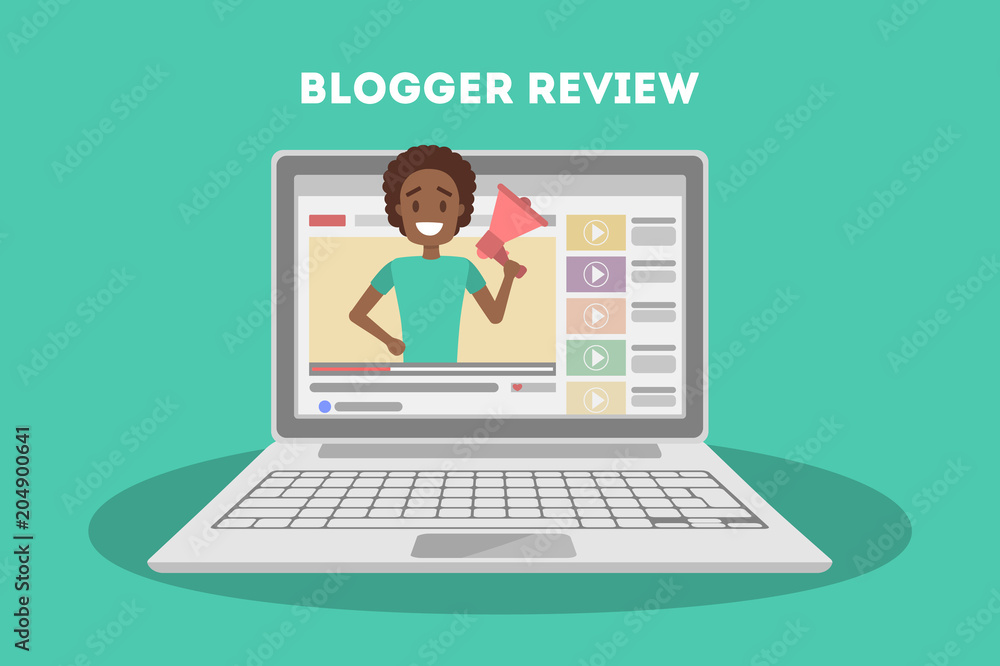 Poster blogger in computer.